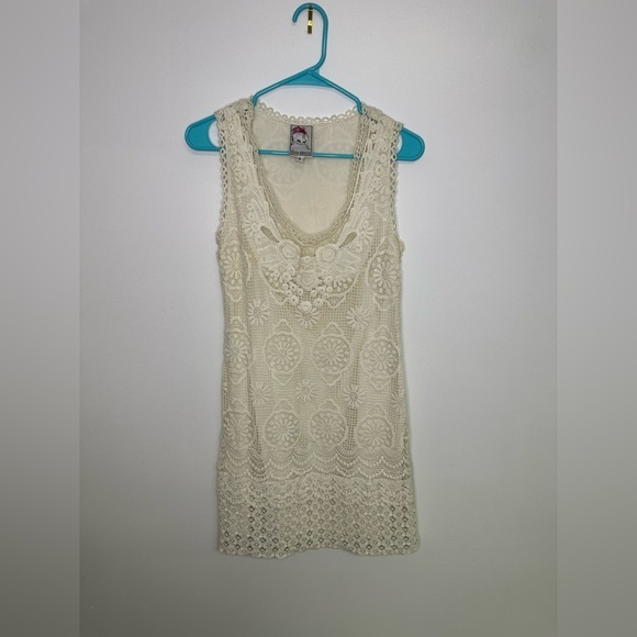 Yoana Baraschi Dresses & Skirts - Yoana Baraschi Crochet Off‎ White Cream Lined Sleeveless Dress sz 4